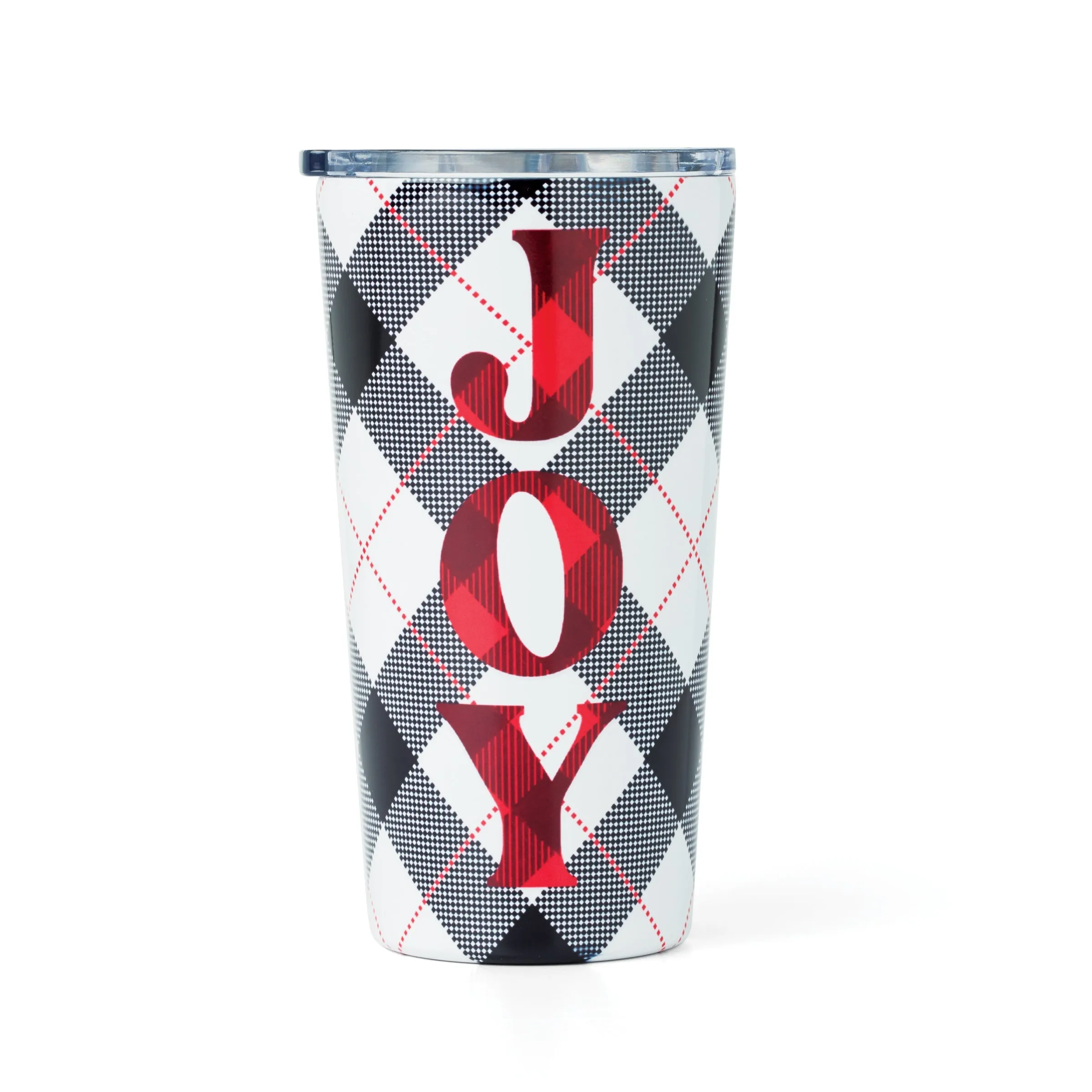 20 Oz Black Plaid "Joy" Insulated Highball Tumbler