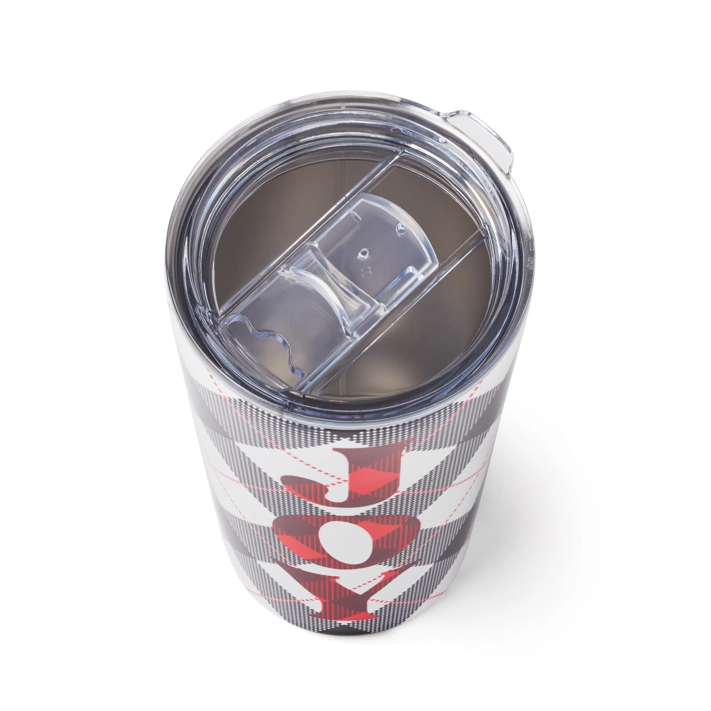 20 Oz Black Plaid "Joy" Insulated Highball Tumbler