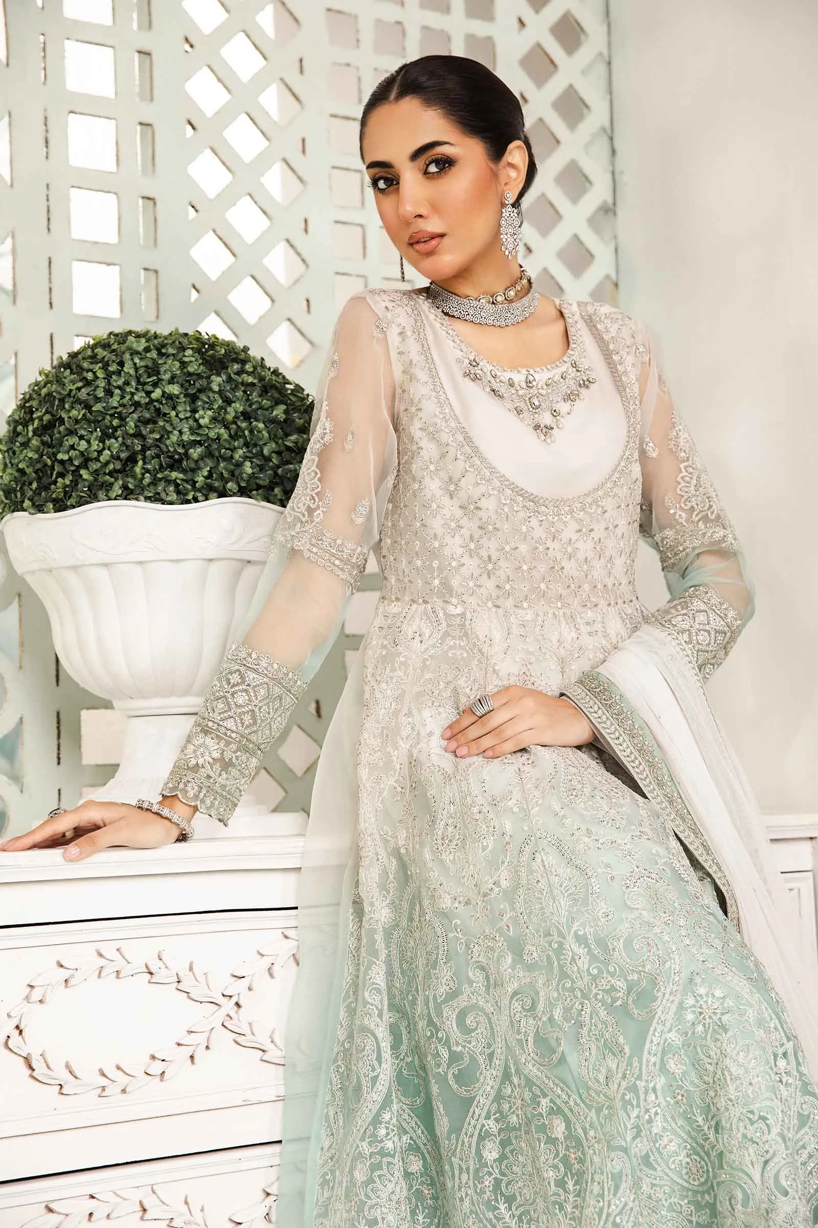 3 Piece Embroidered Organza Suit | SF-EA24-18