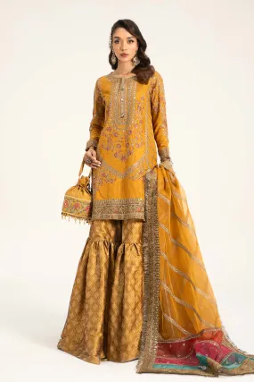 3 Piece Embroidered Raw Silk Suit | SF-W24-25