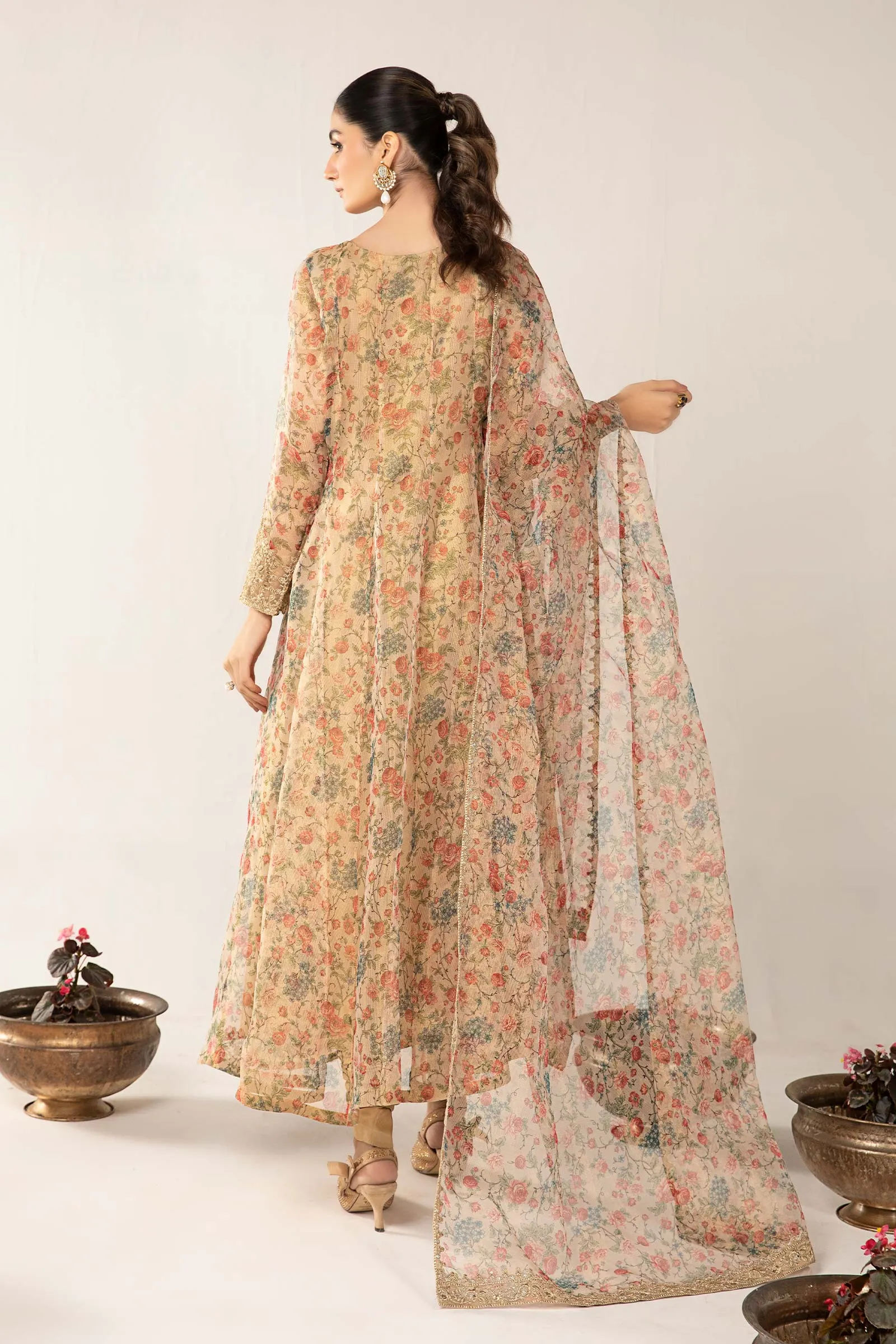 3 Piece Printed Organza Masoori Net Suit | DW-EF24-65