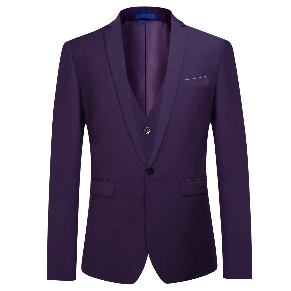 3-Piece Slim Fit Classic Casual Violet Purple Suit