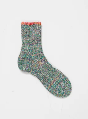 6 Colour Twister Heather Socks Green