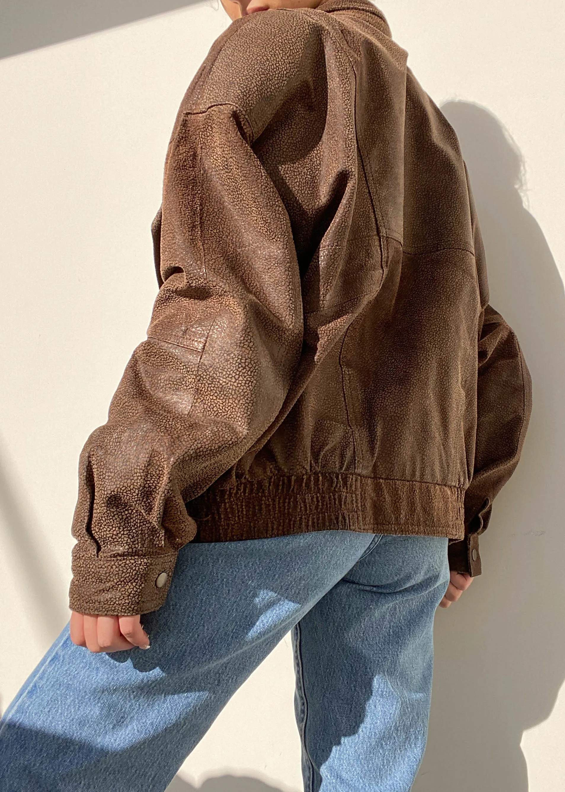 80's Brown Leather Bomber Jacket (M-L)