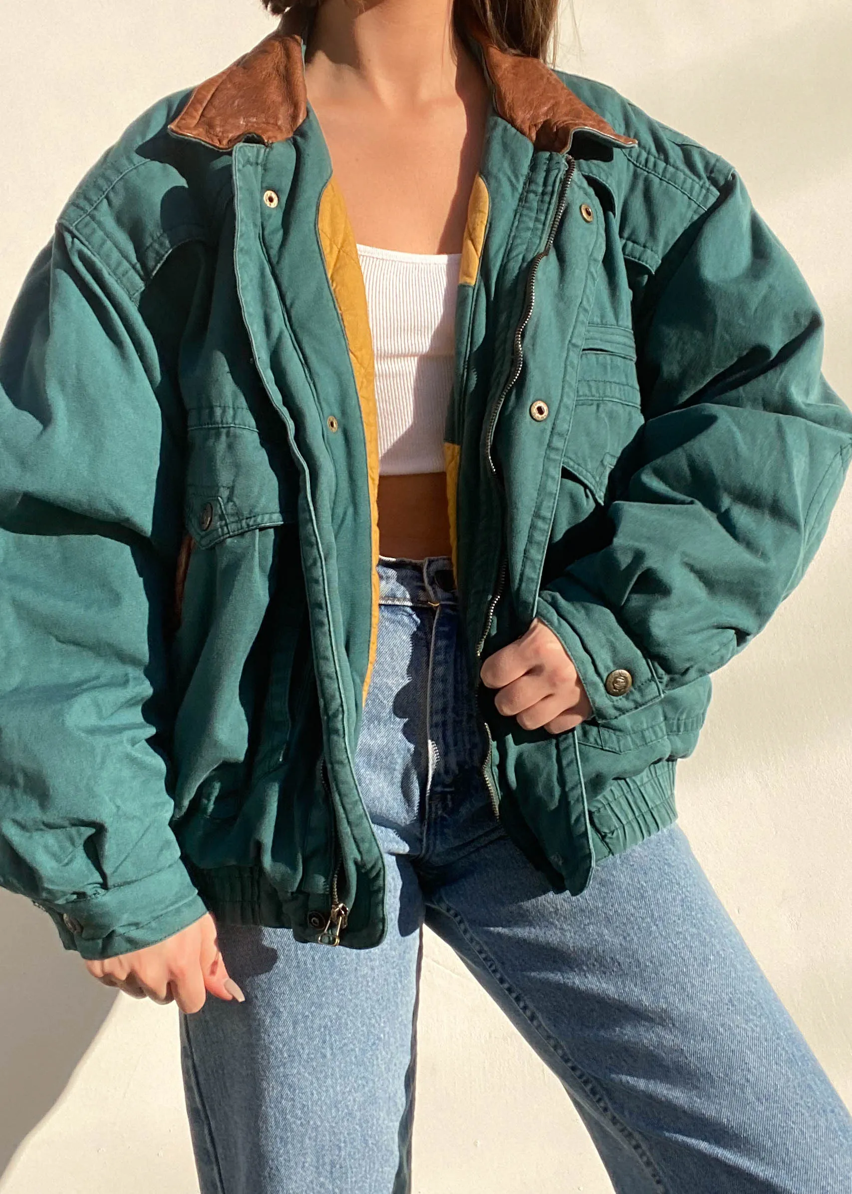 80's Dark Green Bomber Jacket (L)