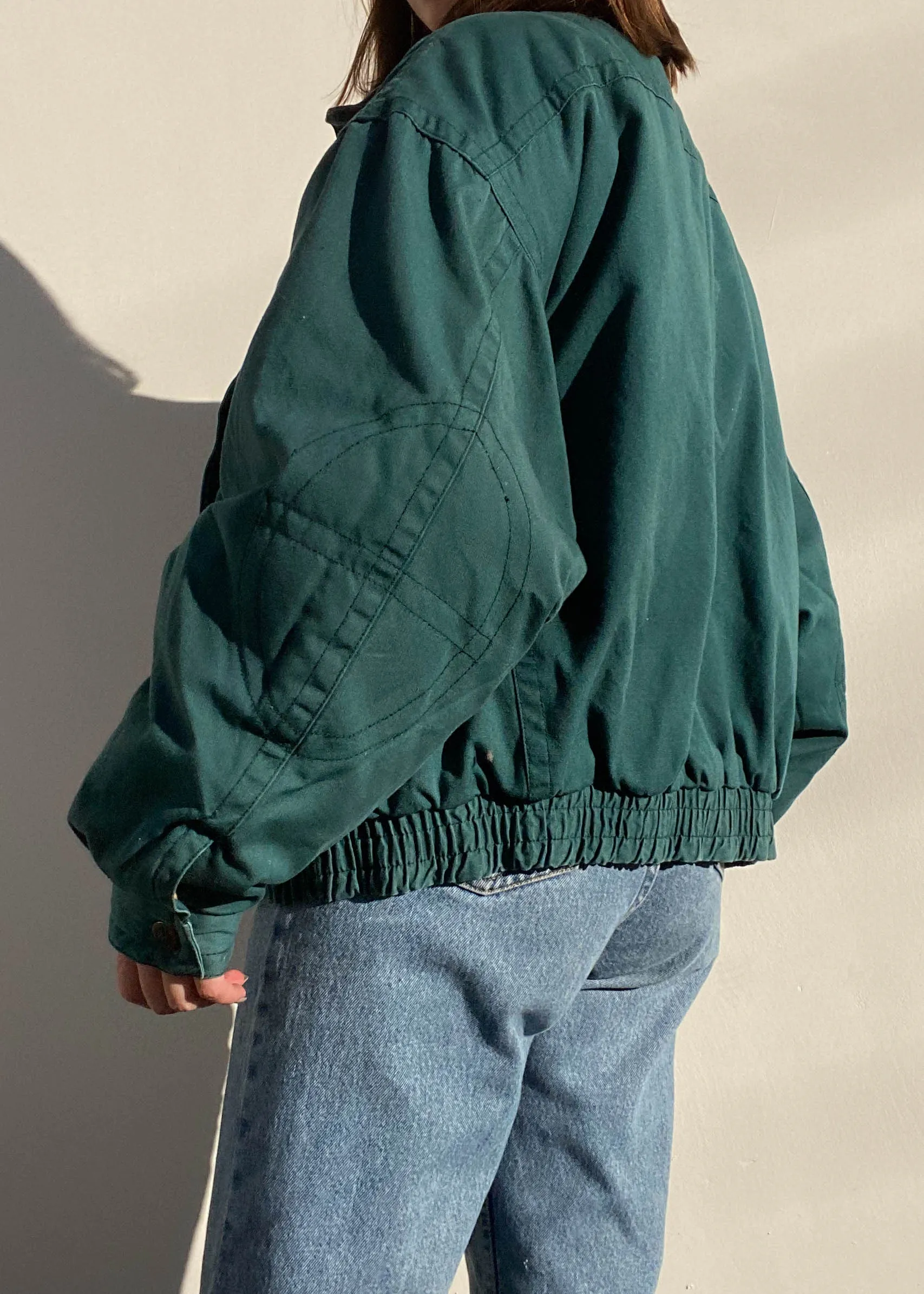 80's Dark Green Bomber Jacket (L)