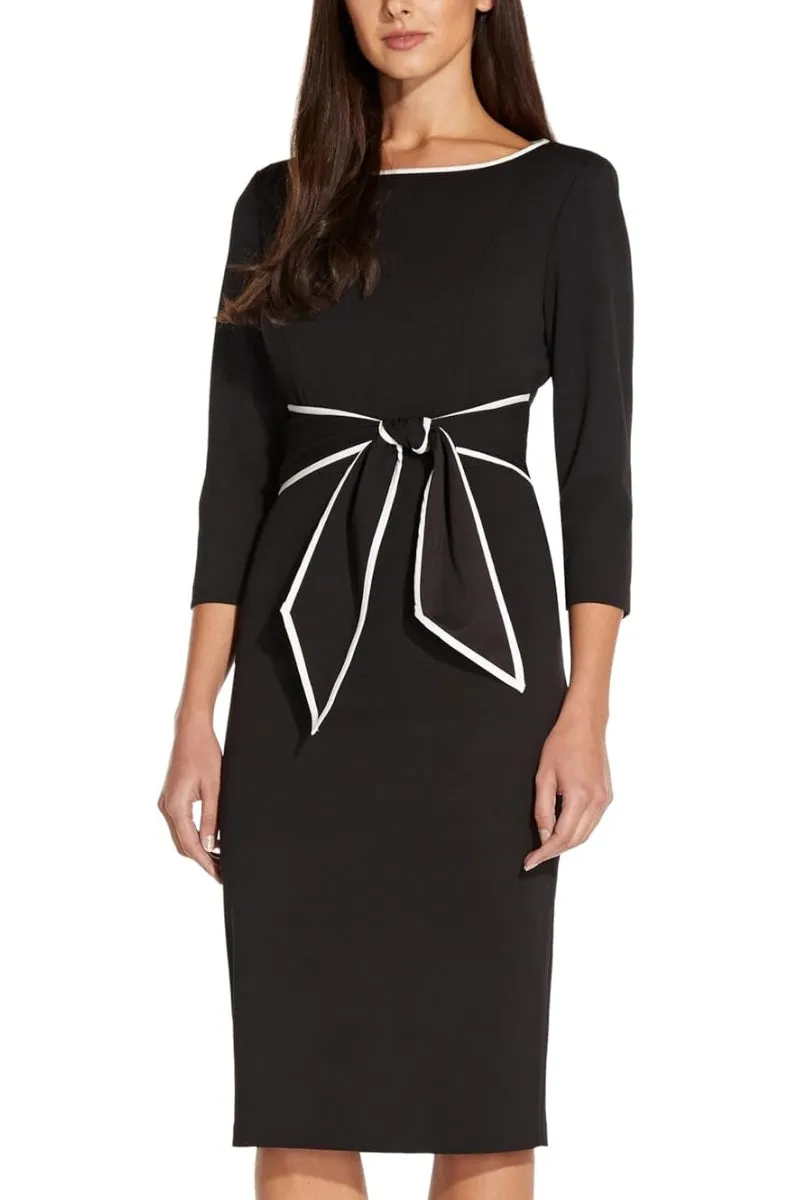 Adrianna Papell Knit Crepe Tie Sheath Dress