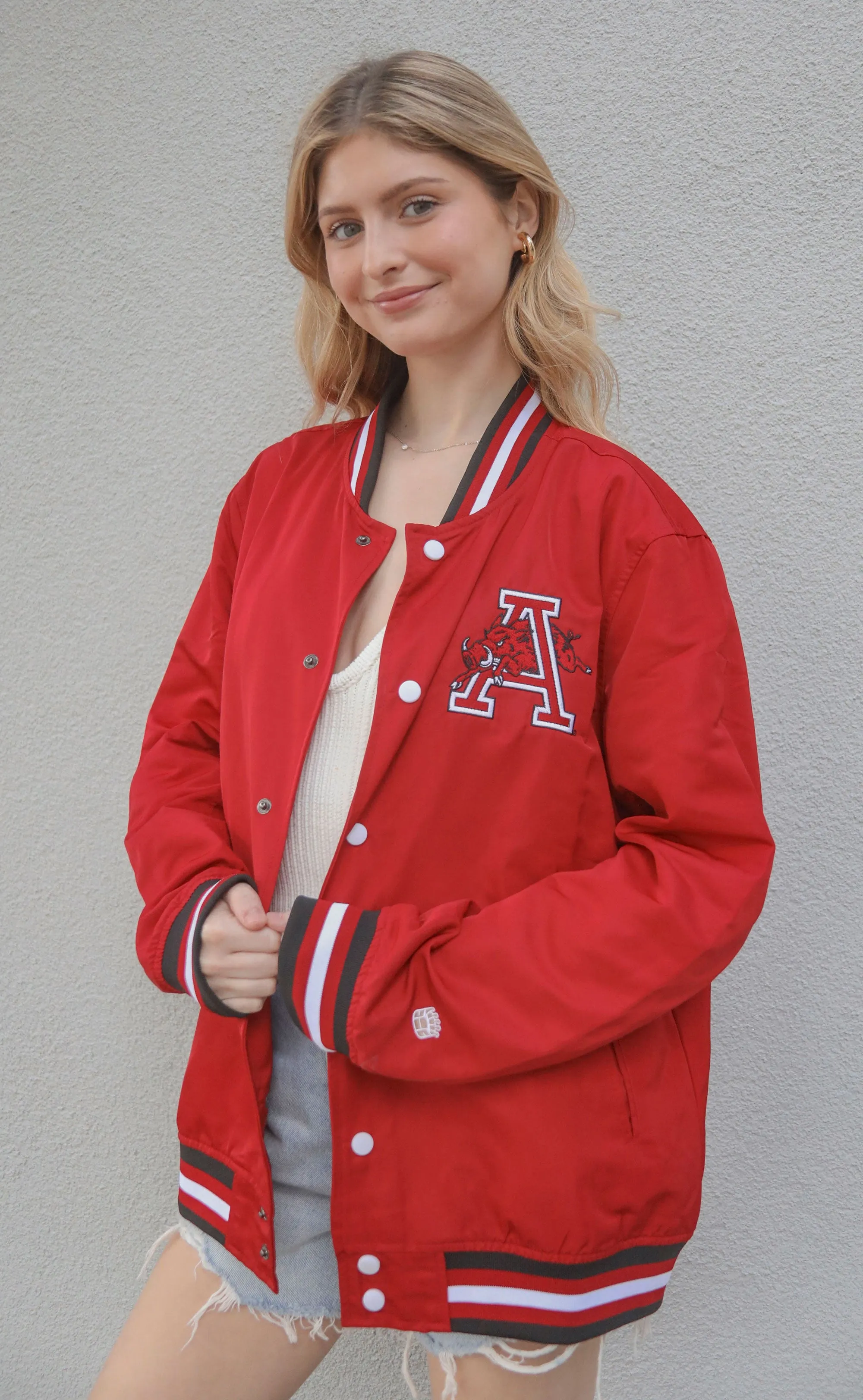 arkansas bomber jacket - razorback red