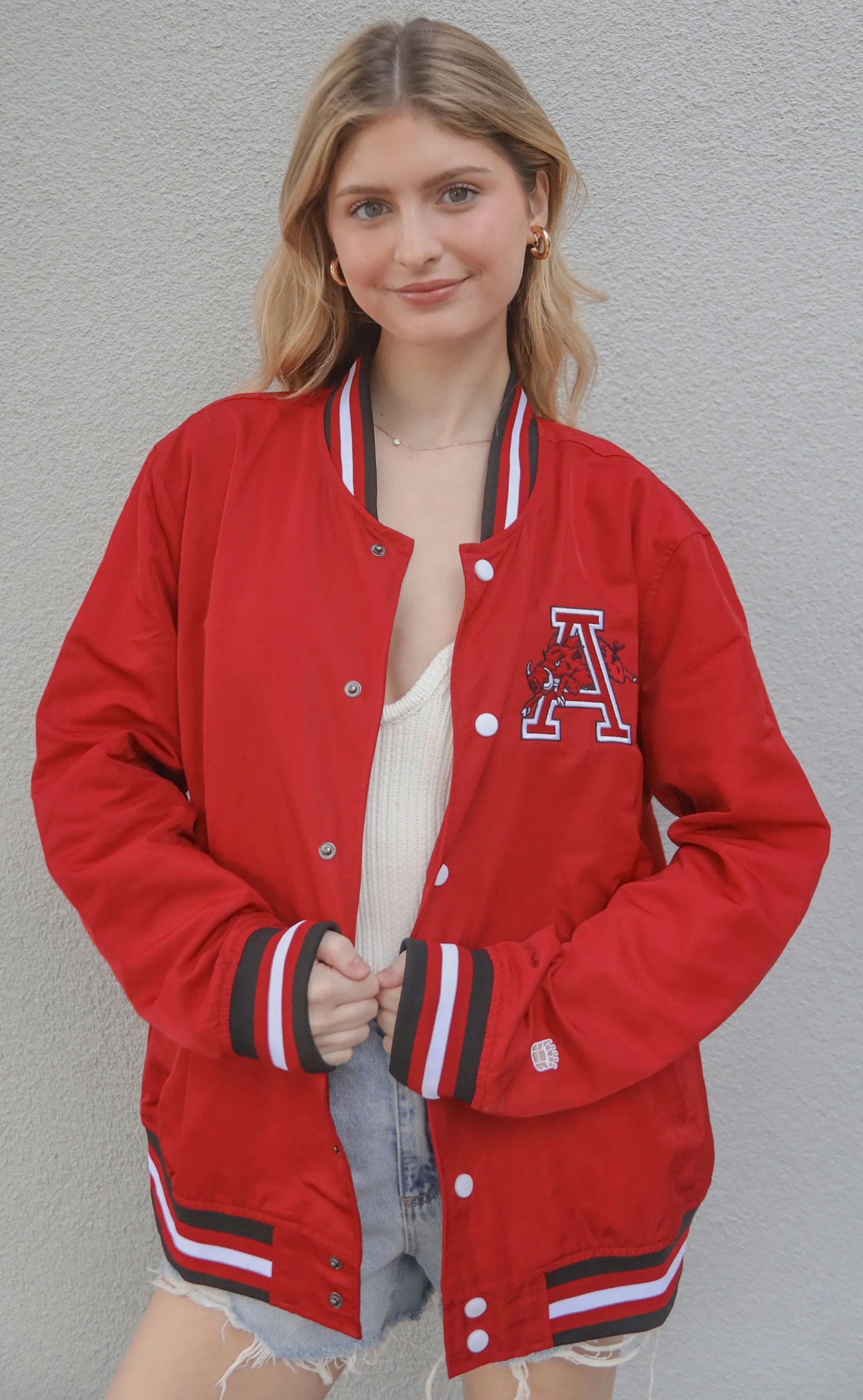 arkansas bomber jacket - razorback red