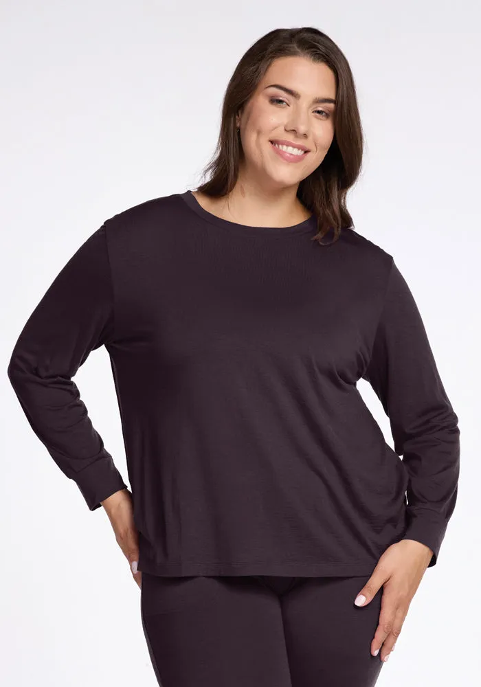 Ashlie Lounge Top - Chocolate Plum