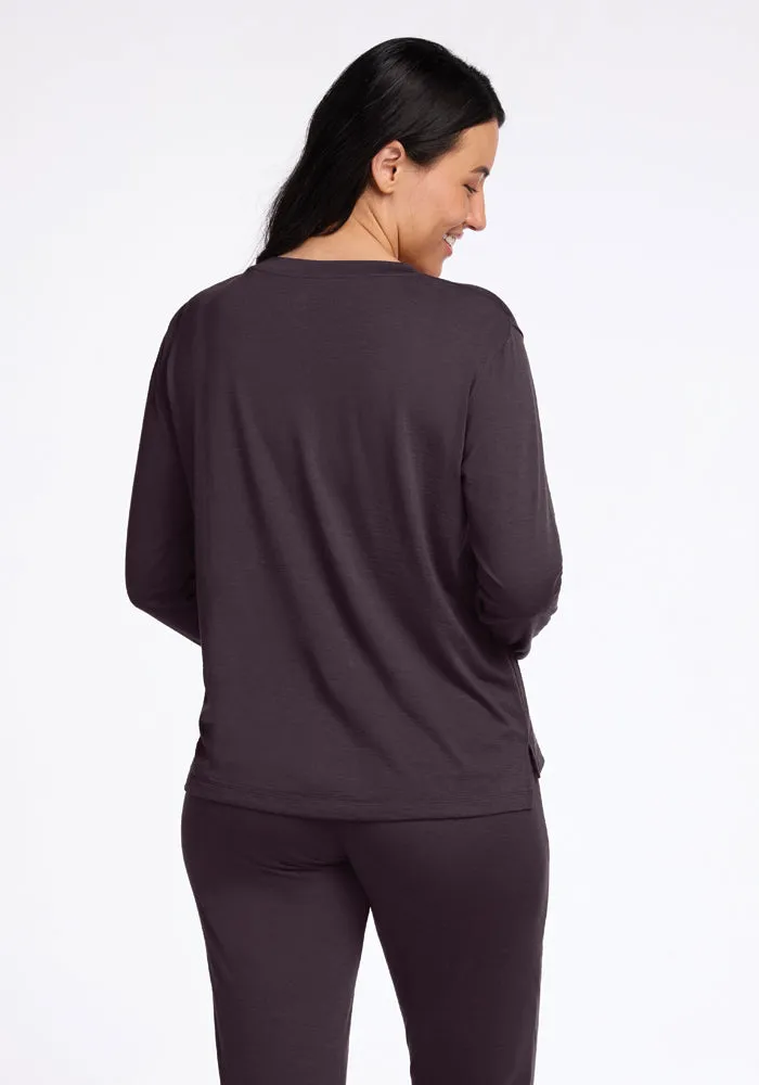 Ashlie Lounge Top - Chocolate Plum