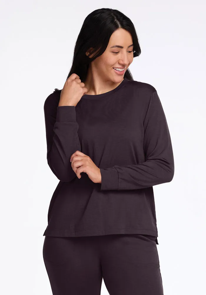 Ashlie Lounge Top - Chocolate Plum