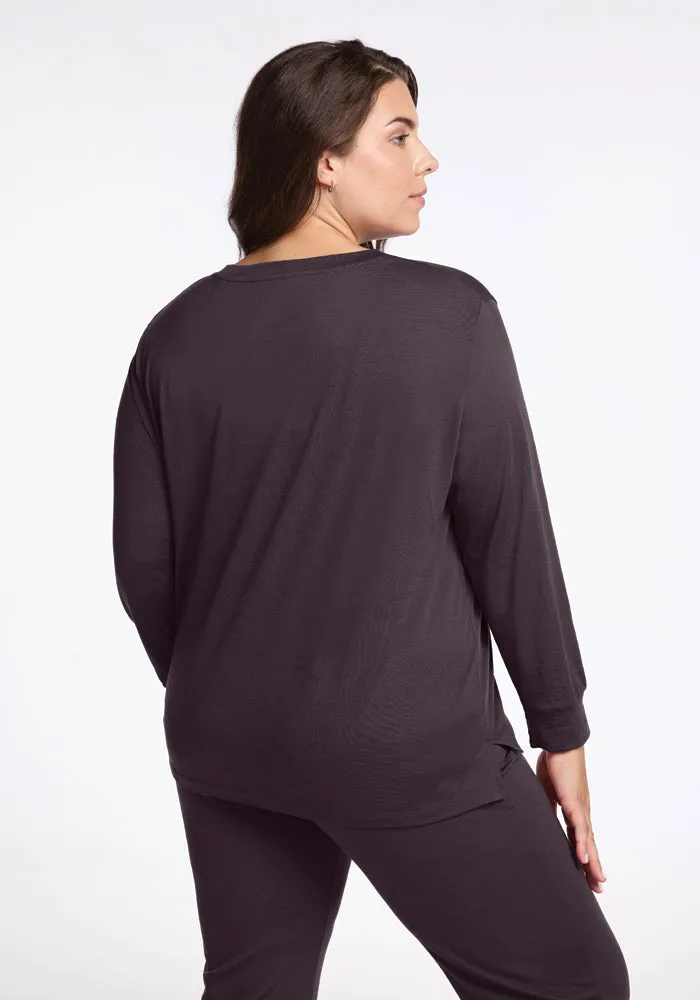 Ashlie Lounge Top - Chocolate Plum