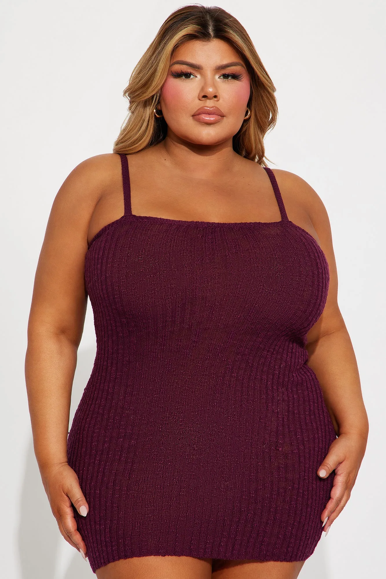 Ava Knit Mini Dress - Eggplant