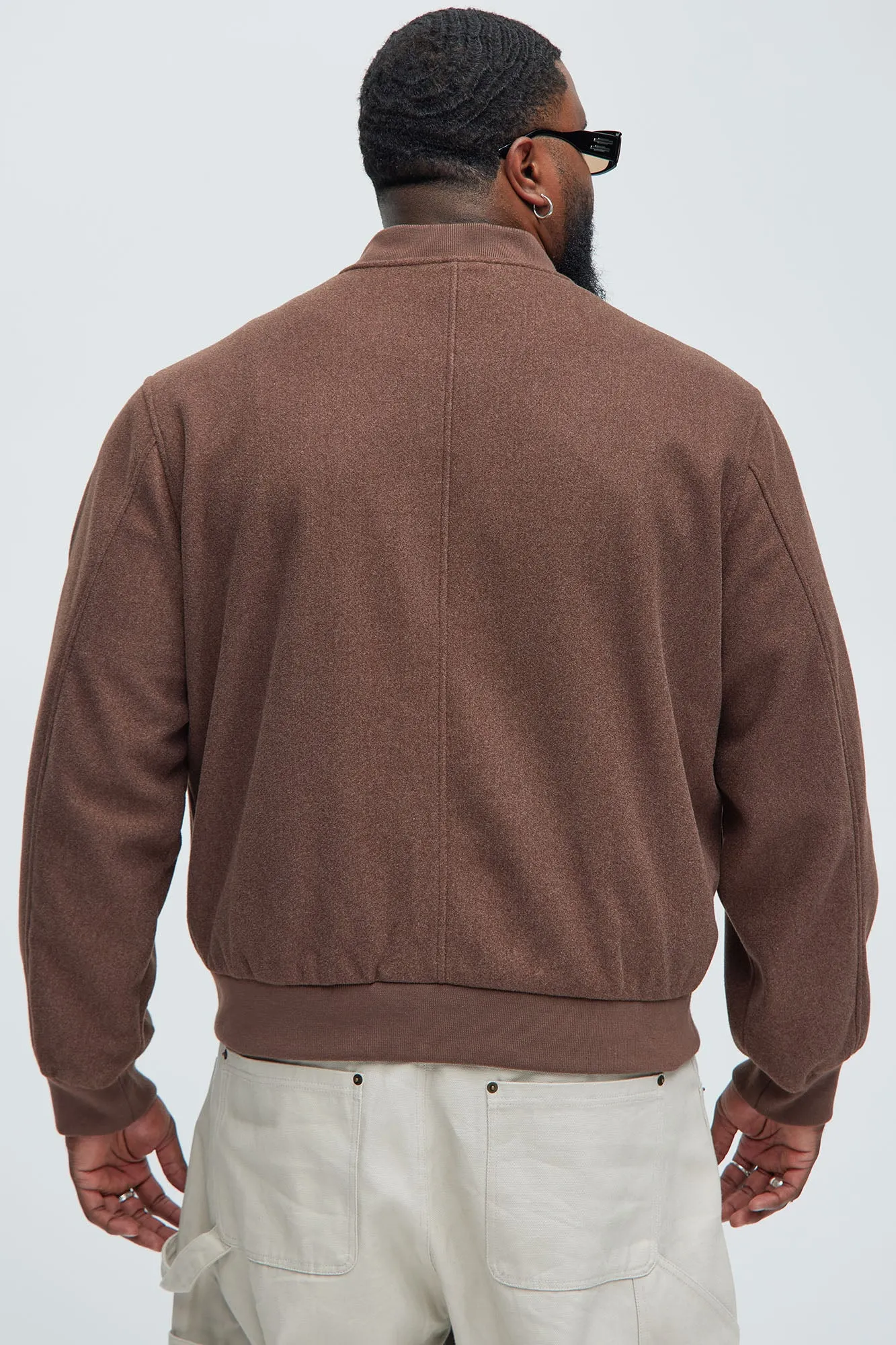 Avery Textured Bomber Jacket - Brown