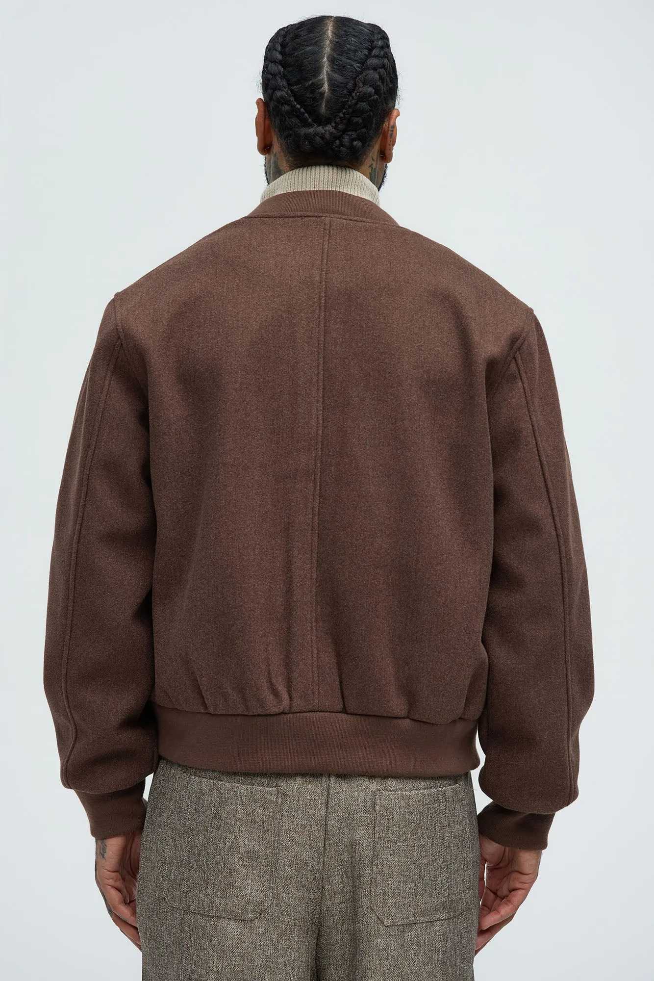 Avery Textured Bomber Jacket - Brown