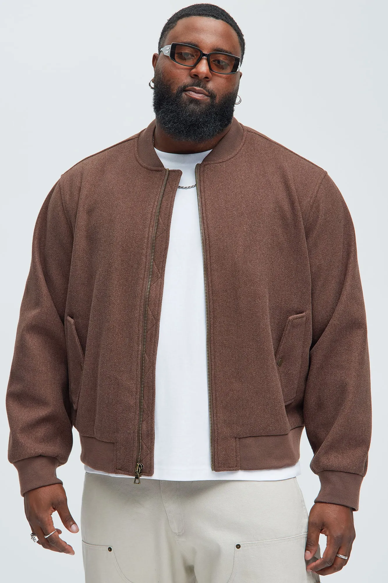 Avery Textured Bomber Jacket - Brown