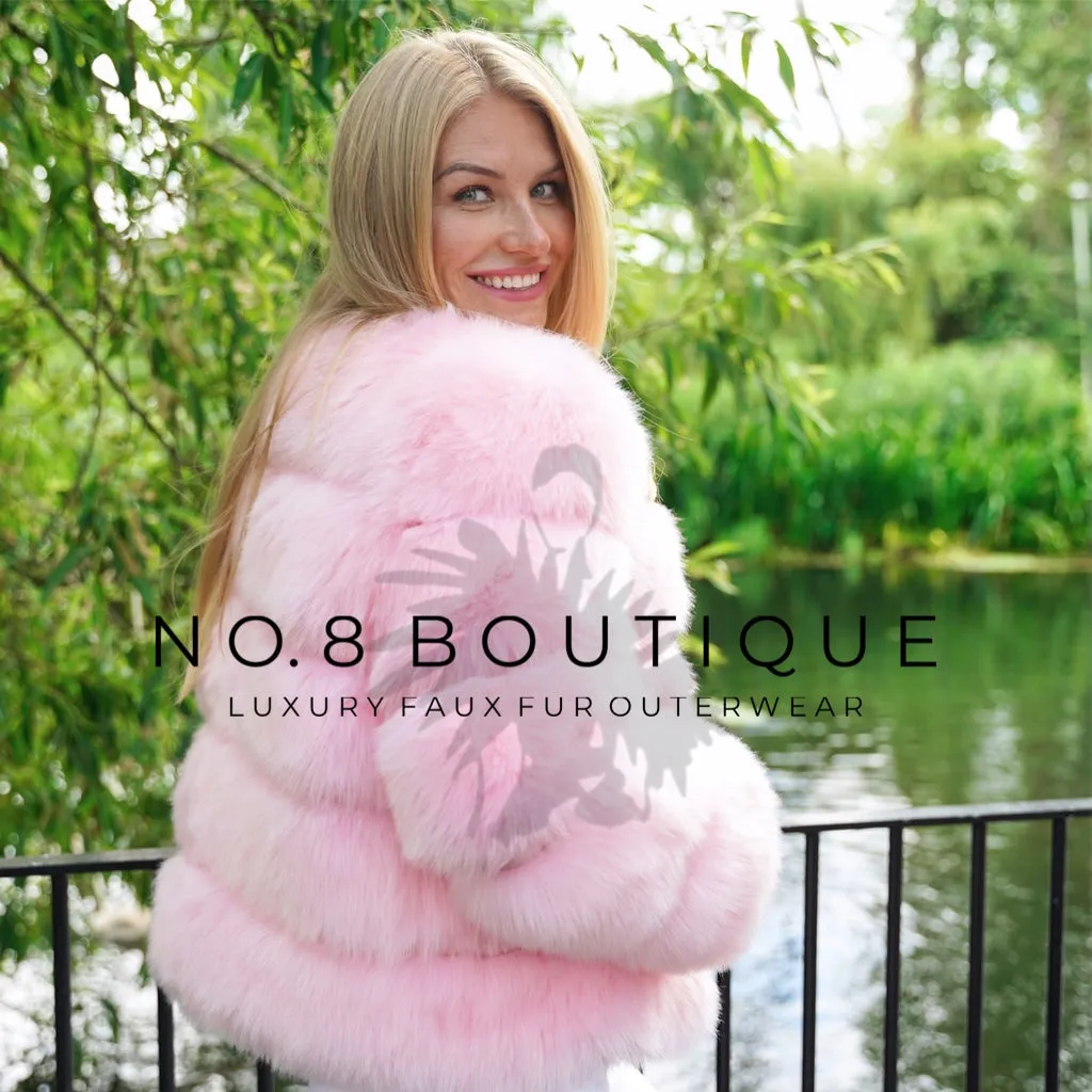 Baby Pink Faux Fur Jacket With 5 Rows