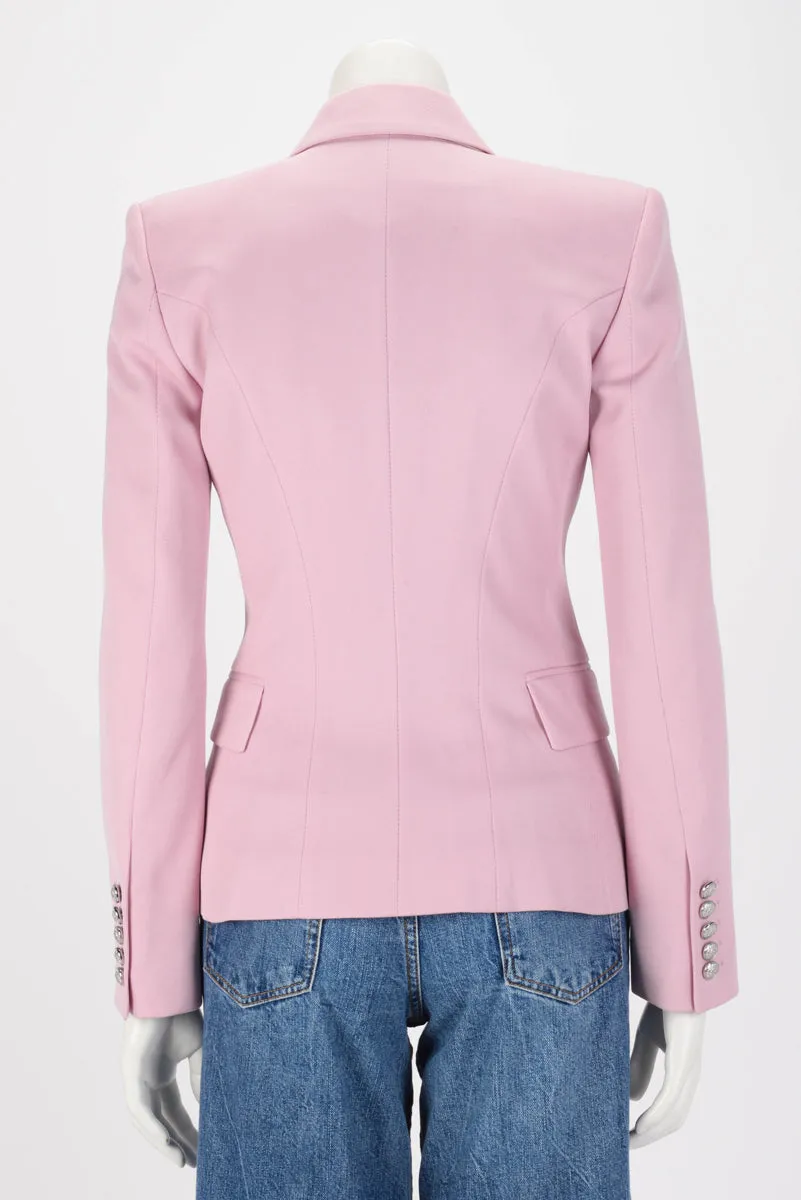 Balmain Pink Wool Double Breasted Blazer FR 34