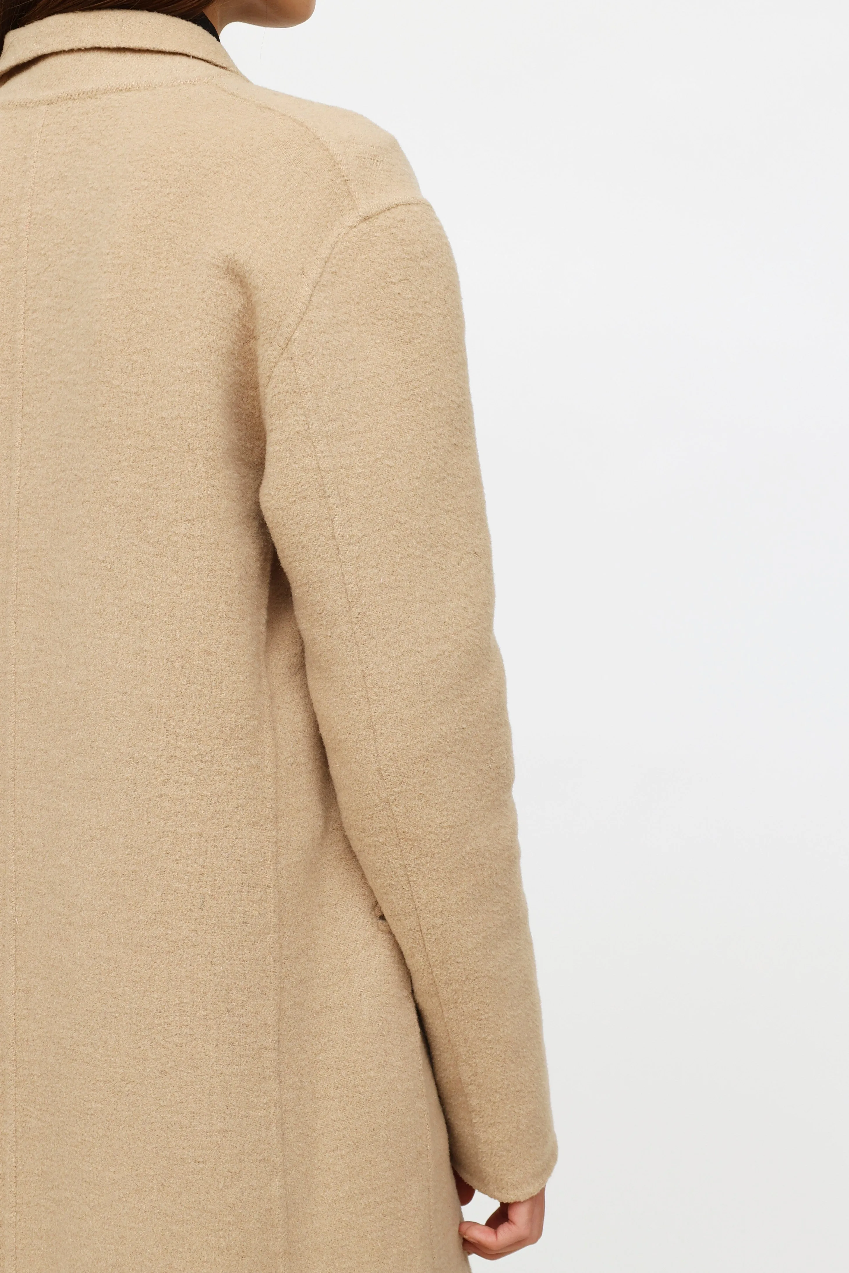 Beige Wool Peak Lapel Coat