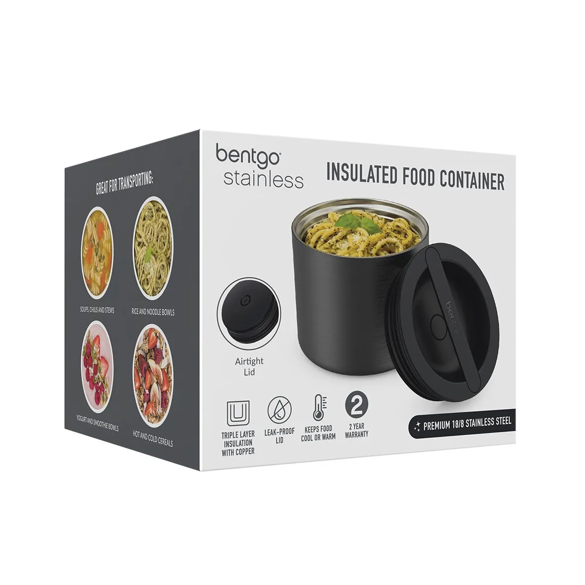 Bentgo Stainless Steel Insulated Food Container - Carbon Black