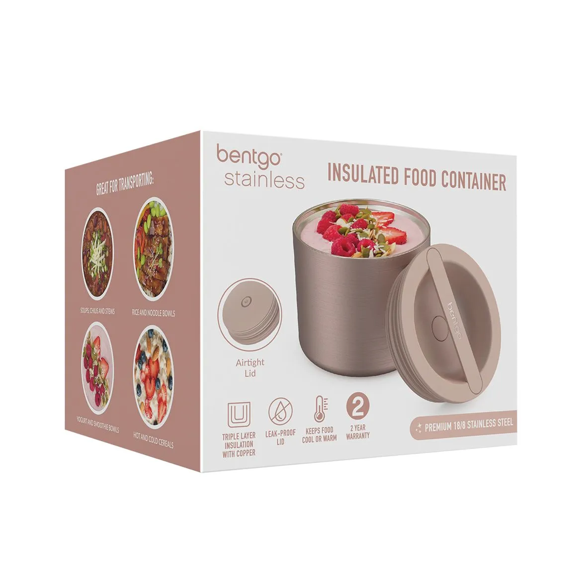 Bentgo Stainless Steel Insulated Food Container - Rose Gold