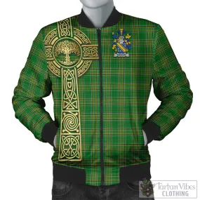 Bingham Irish Clan Tartan Bomber Jacket with Coat of Arms Celtic Tree of Life Style