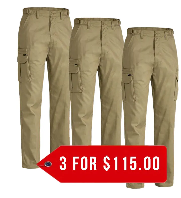 Bisley Original 8 Pocket Cargo Pant-3 Pack-(BPC6007-1)