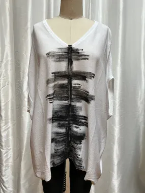 Bl1t Milano White Graphic Linen Knit Top