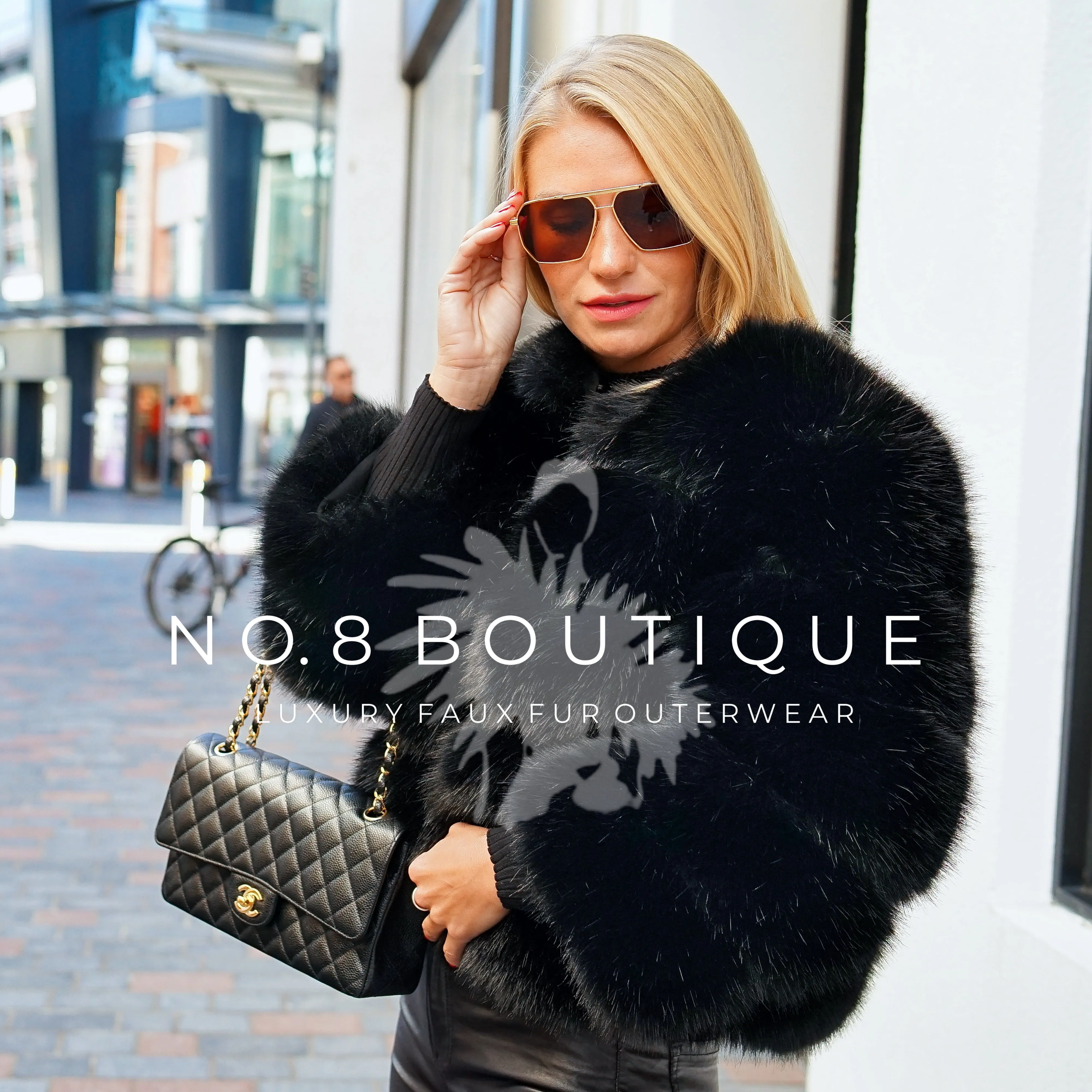 Black Faux Fur Jacket With 5 Rows