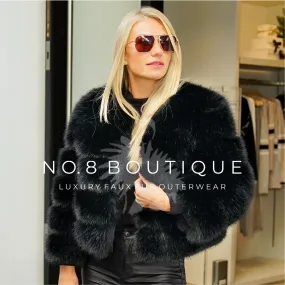 Black Faux Fur Jacket With 5 Rows