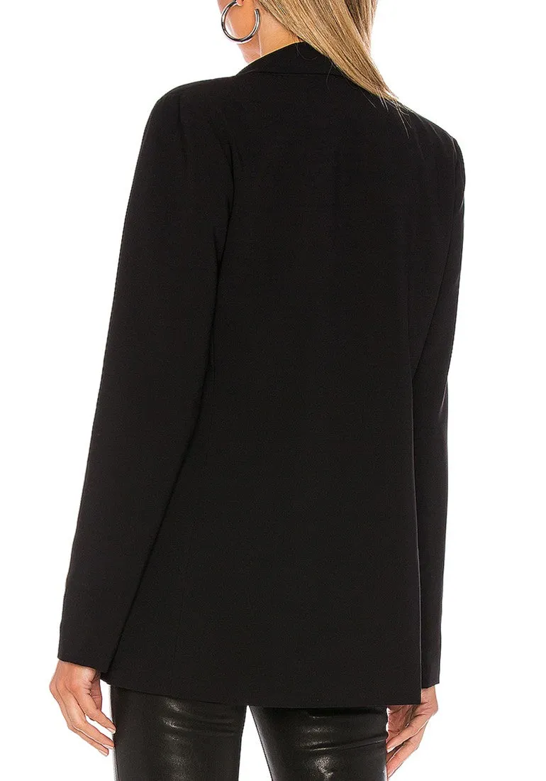 Black Lapel Patch Pockets Boyfriend Blazer