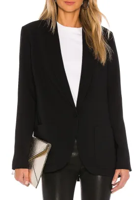 Black Lapel Patch Pockets Boyfriend Blazer