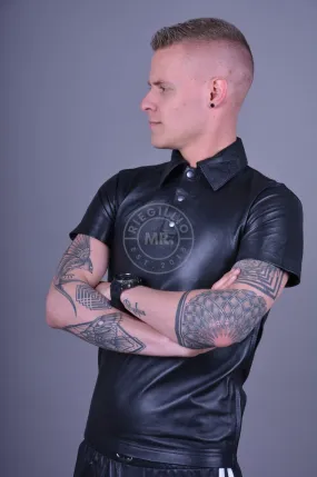 Black Leather Polo - PLAIN BLACK