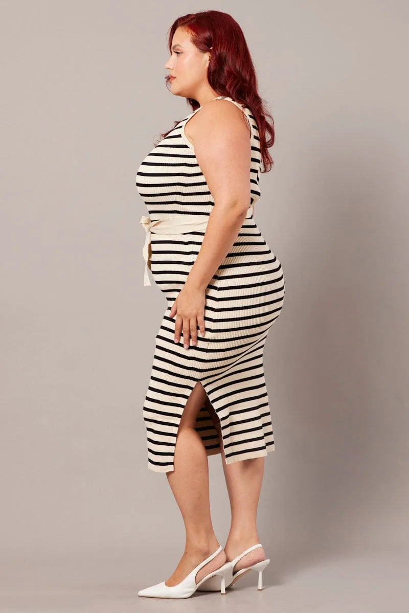 Black Stripe Stripe Knit Dress