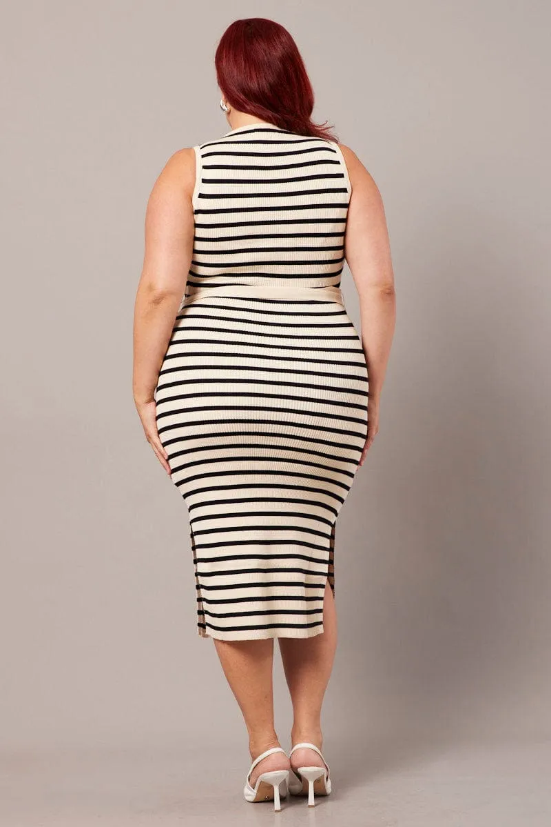 Black Stripe Stripe Knit Dress