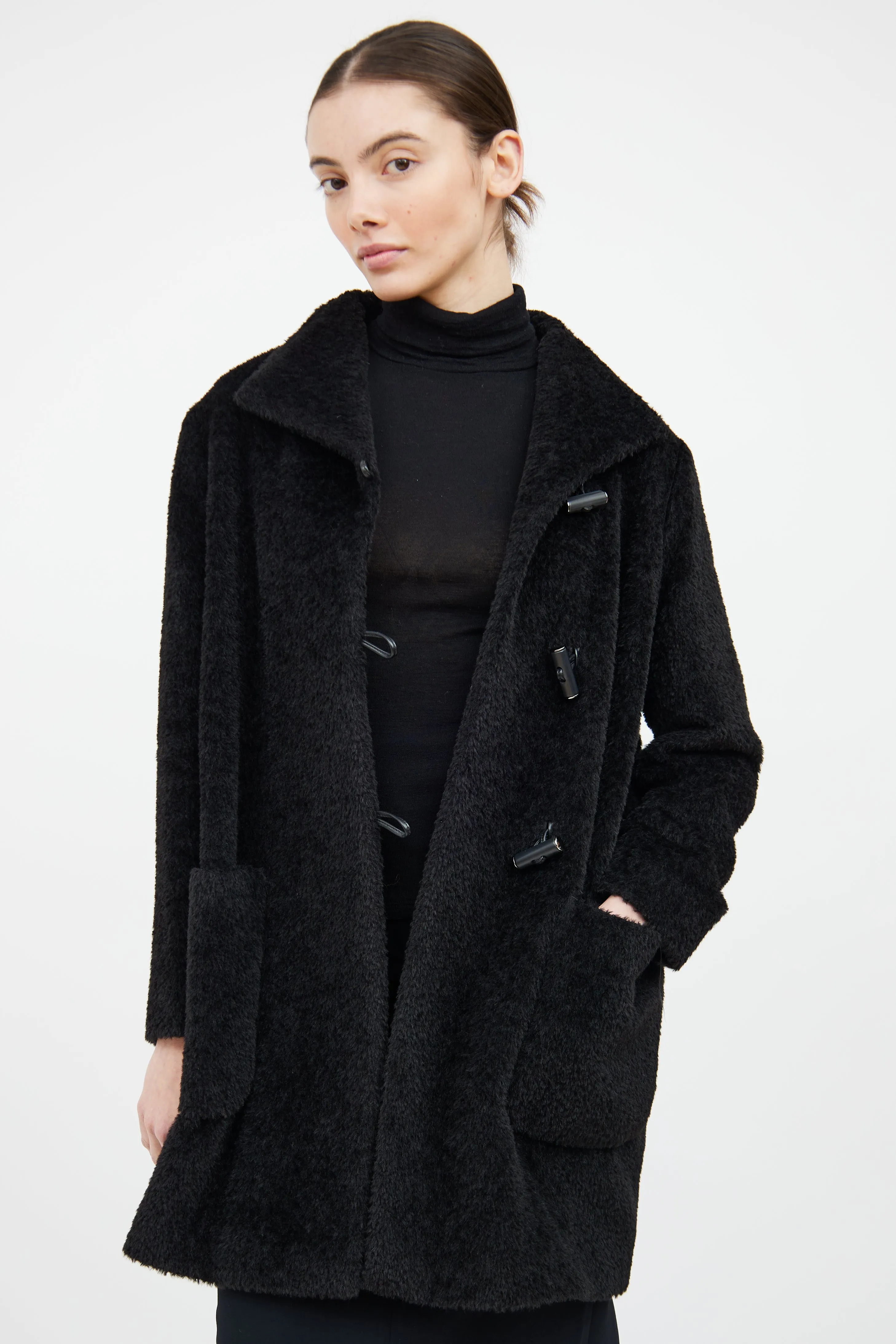 Black Wool Toggle Coat