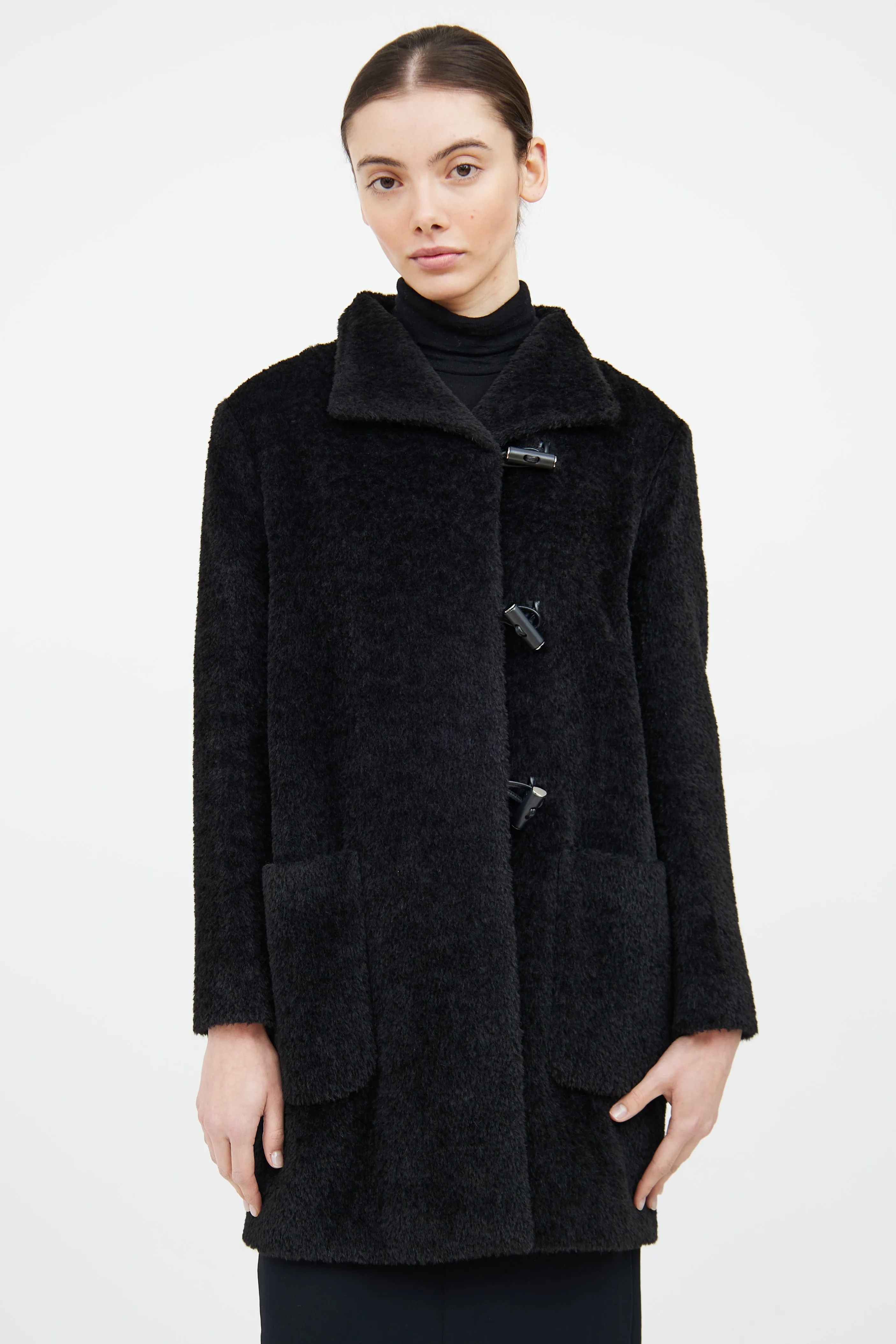 Black Wool Toggle Coat