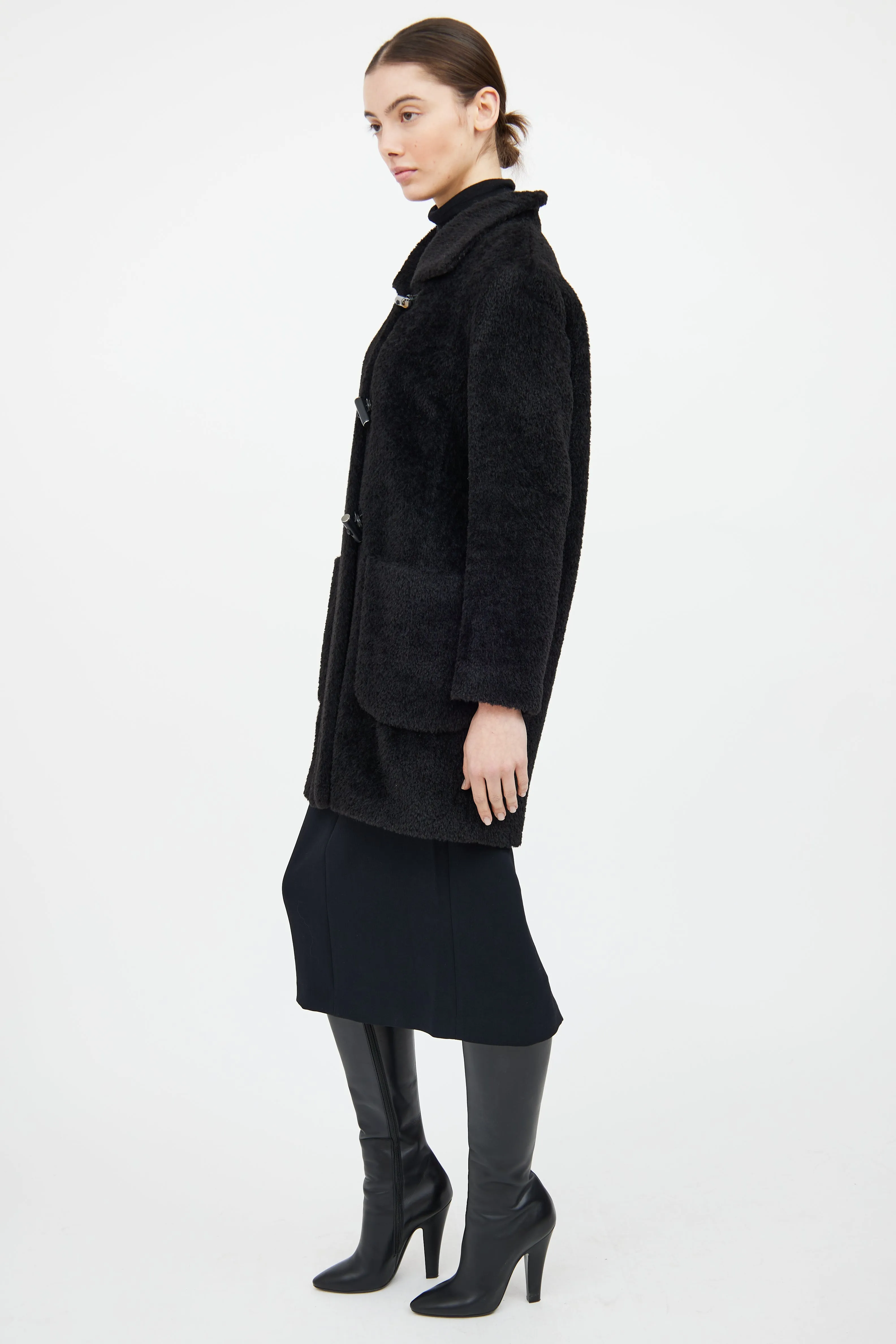 Black Wool Toggle Coat