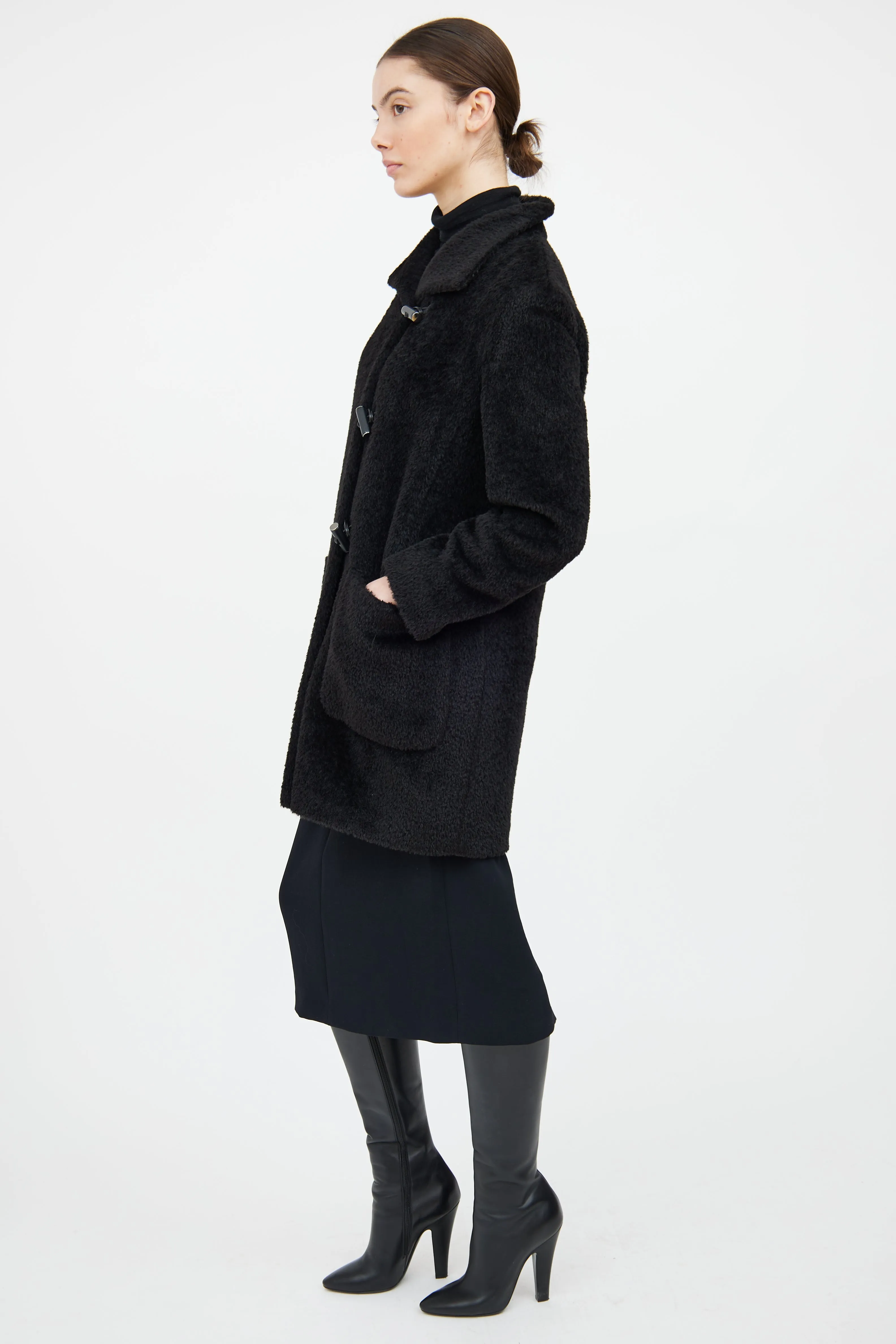 Black Wool Toggle Coat