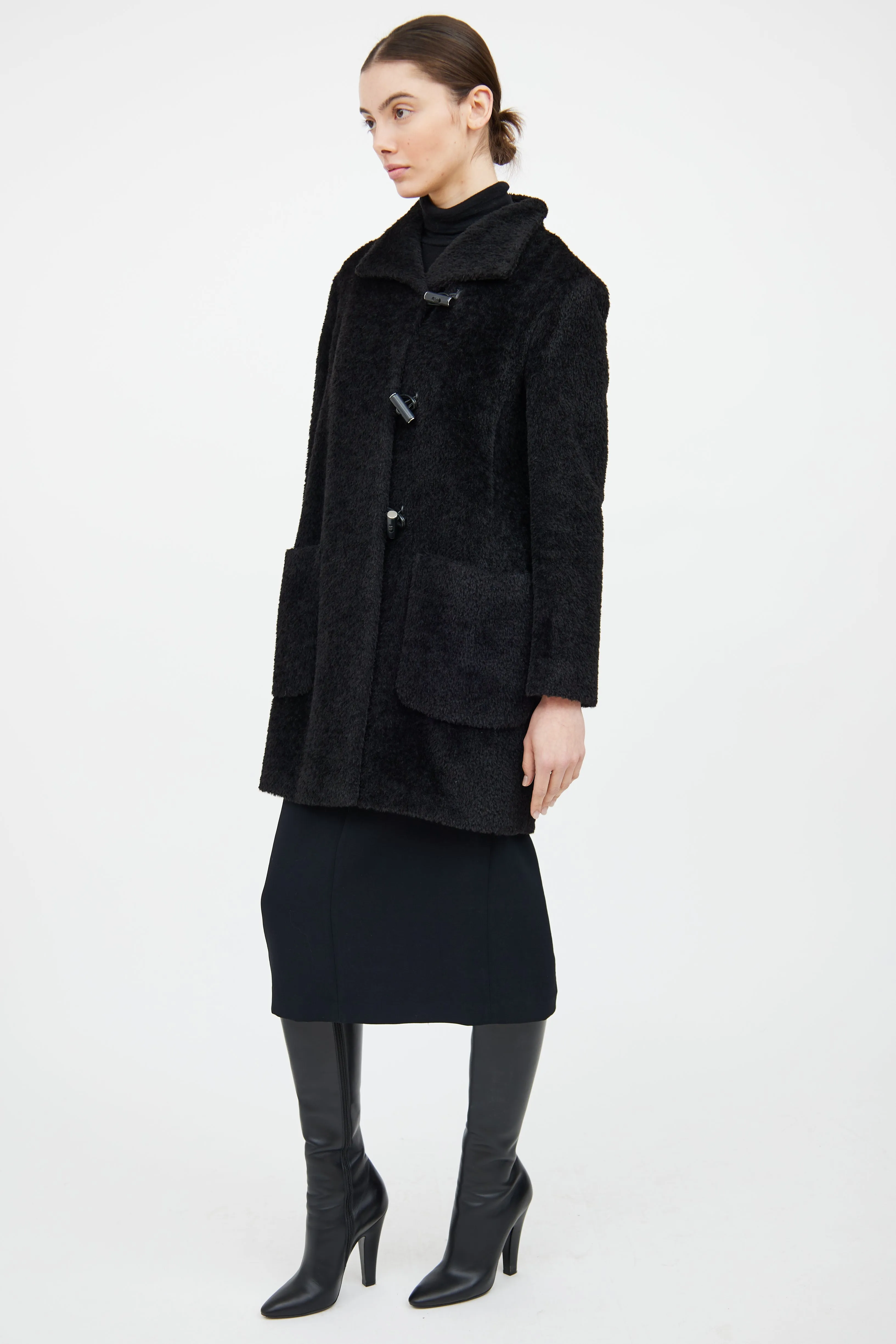 Black Wool Toggle Coat