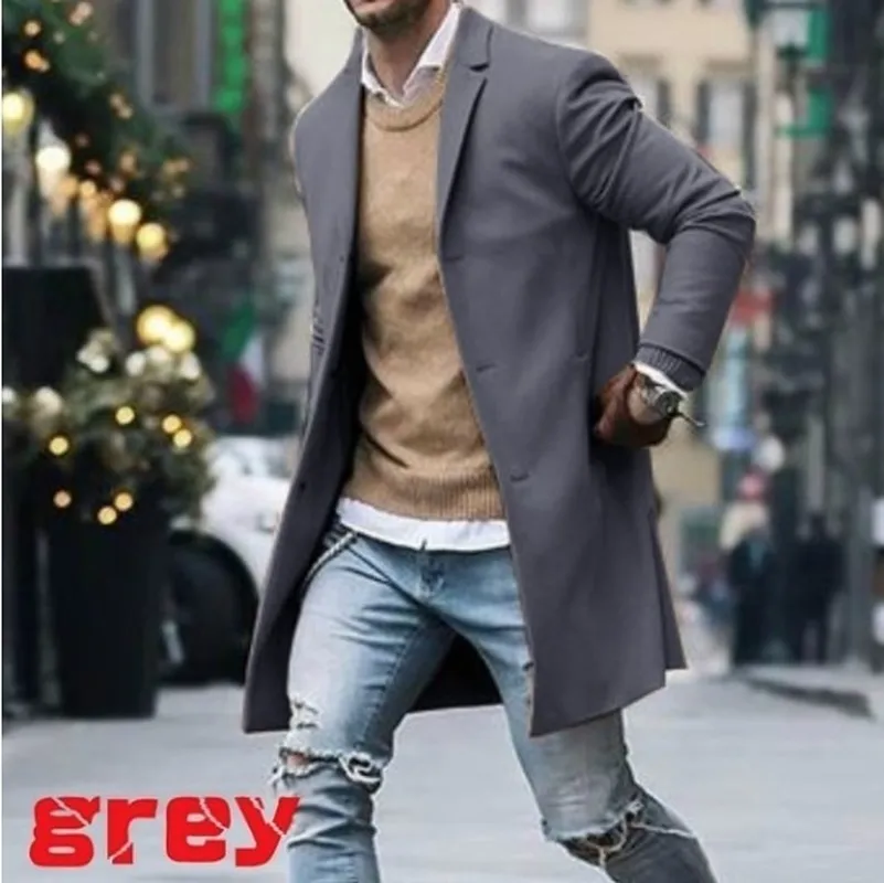 Blade Runner Jacket Autumn and Winter Solid Color Men's Slim Trench Coat