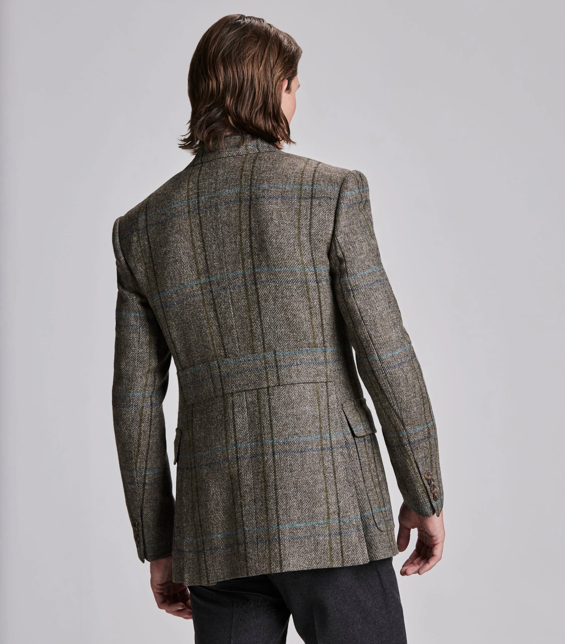 Blue/Brown Overcheck House Tweed Jacket