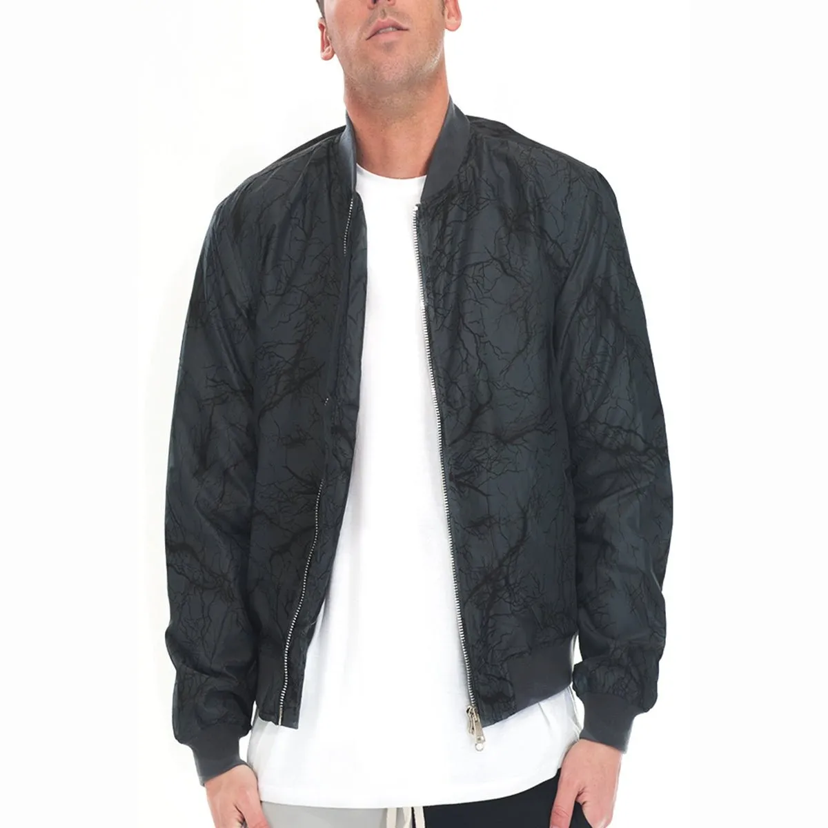 Bolt Print Bomber Jacket