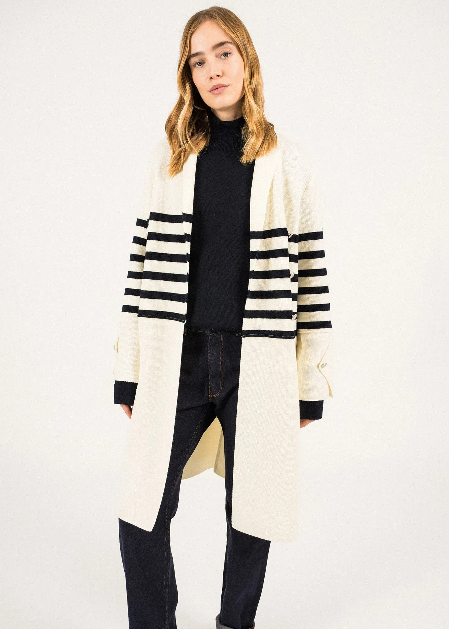 BONSECOURS - Wool Coat by Romain Brifault (IVORY / NAVY)