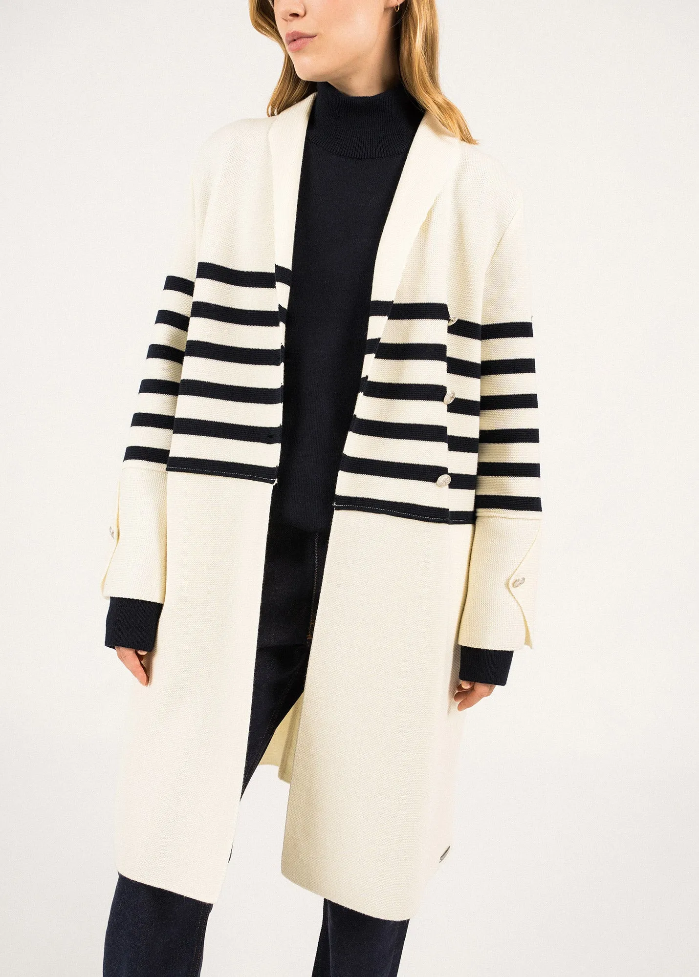 BONSECOURS - Wool Coat by Romain Brifault (IVORY / NAVY)