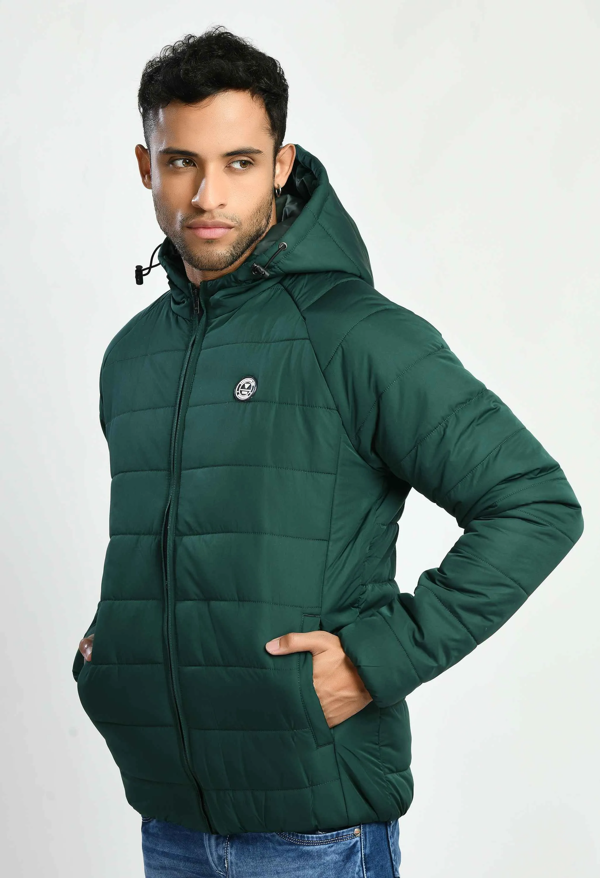 Bottle Green Hood Bomber Jacket