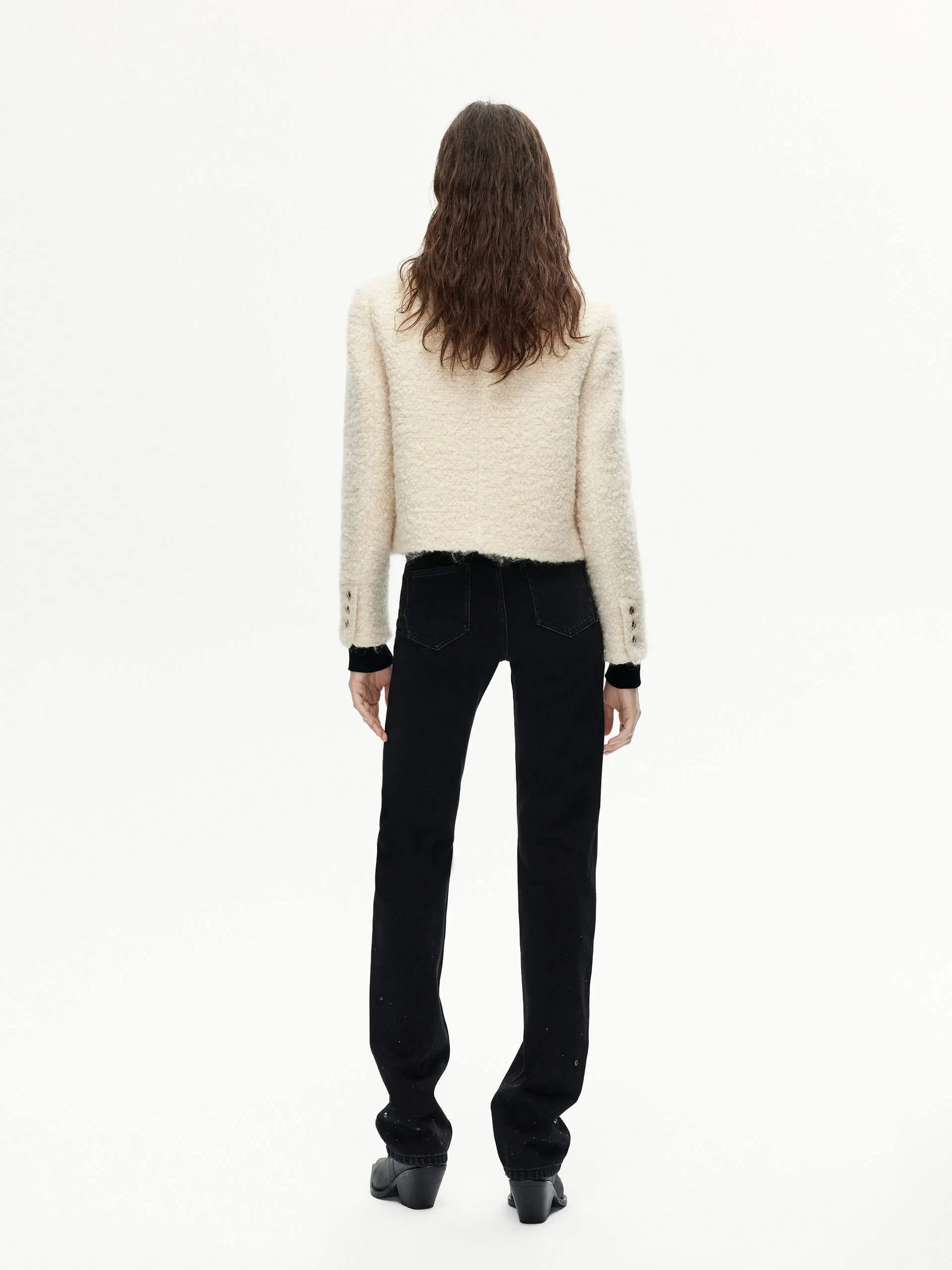 Boucle Textured Cropped Jacket