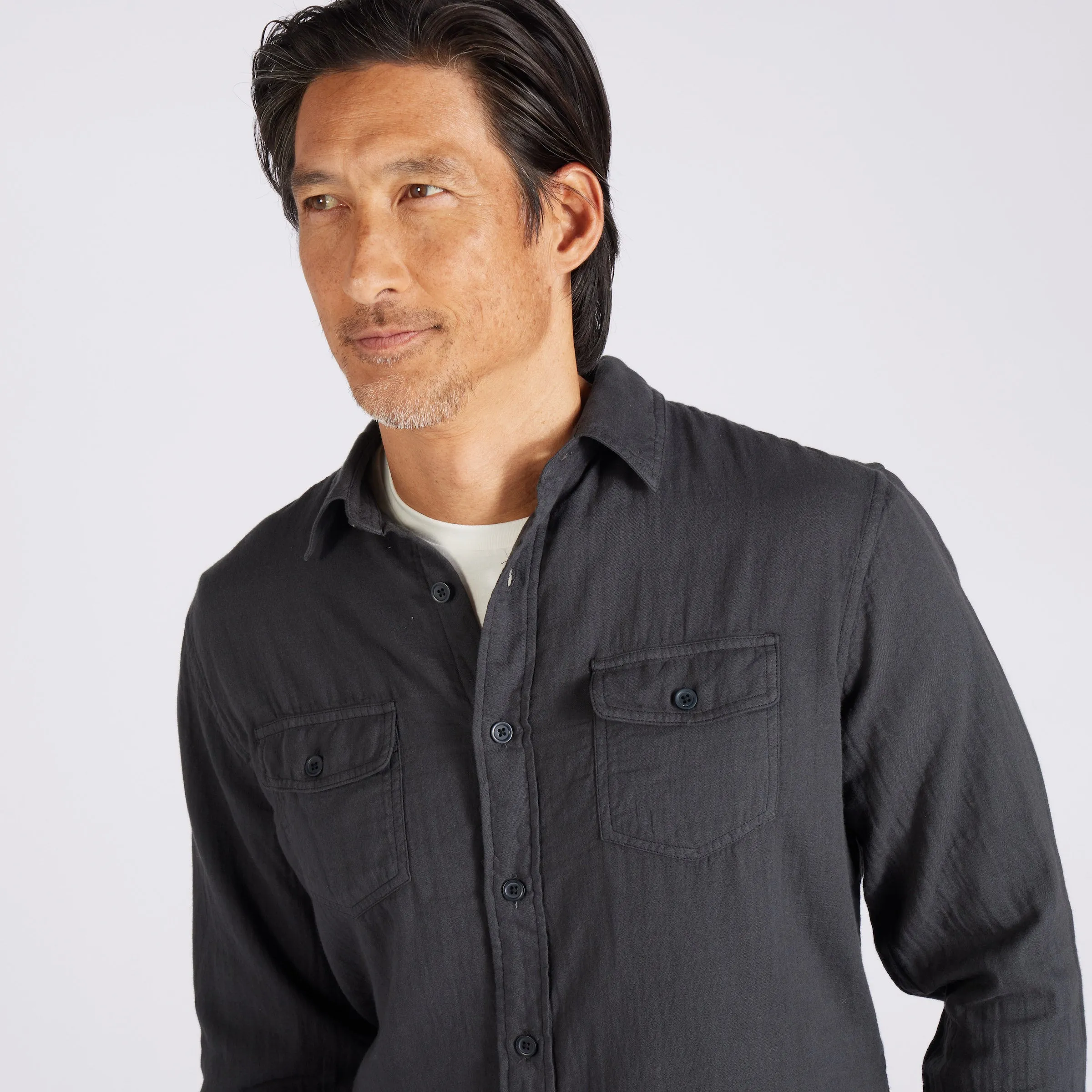 Brando Lightweight Double Cloth Shirt - Washed Black