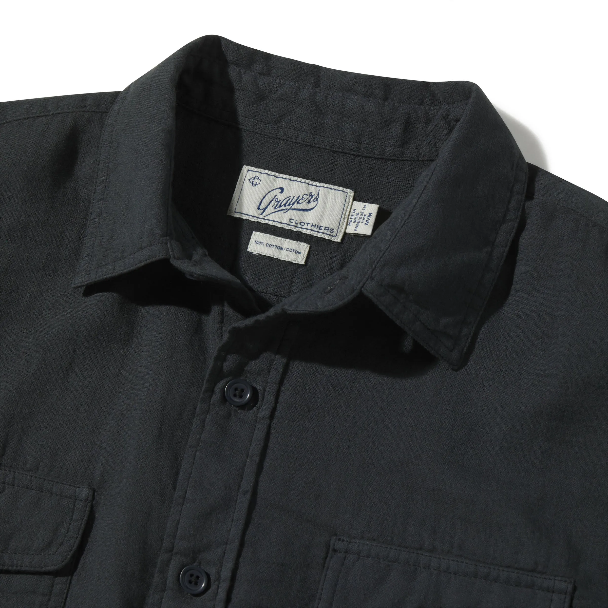 Brando Lightweight Double Cloth Shirt - Washed Black